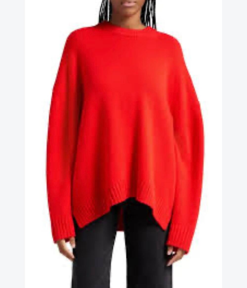 A.L.C. Red Ayden Oversize Crew Neck Knit Sweater Wool Cashmere Sz. M NWOT